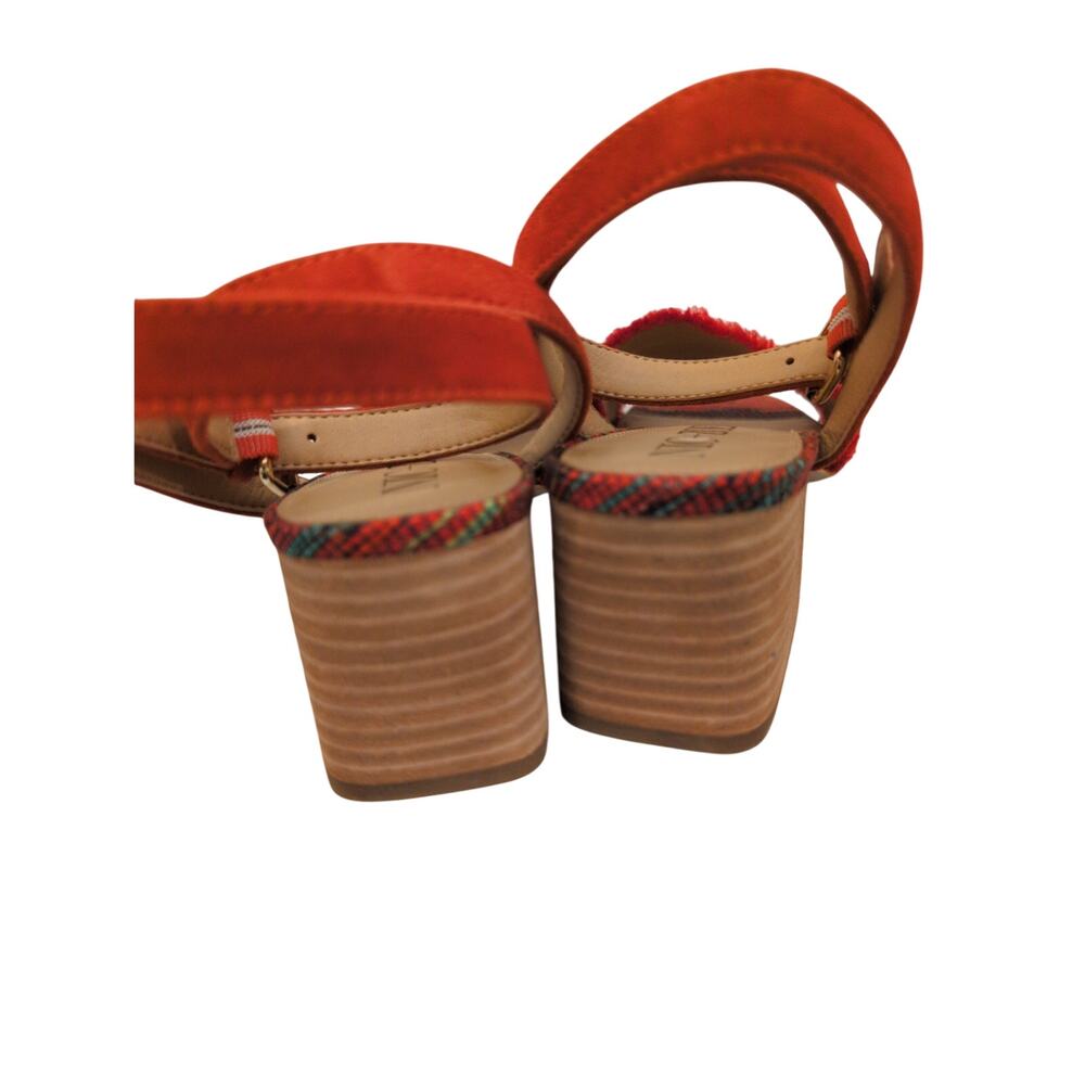 NIC+ZOE Zaria Fringed Canvas Heeled Sandals Size 8.5M Red Black Multicolor - Picture 5 of 6